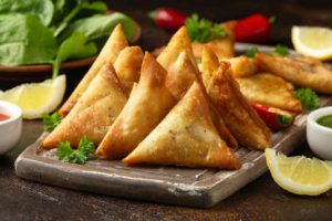 chicken mince fried samosa